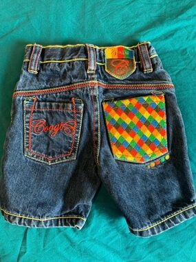 RARE! Vintage COOGI Unisex Baby‎ Rainbow Denim Shorts Toddler 12M